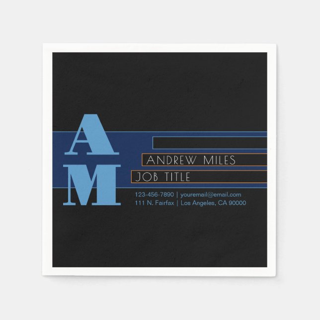 Retro-modern Monogram & Editable Shapes & Colours Napkin (Front)