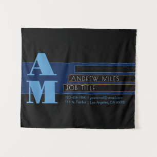 Retro-modern Monogram & Editable Shapes & Colours Tapestry