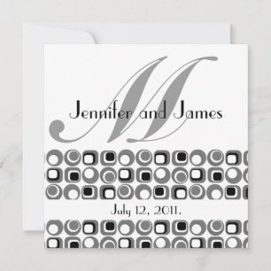 Retro Modern Monogram Wedding Invitation