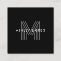 Retro Modern Name/s Editable Monogram Black & Grey