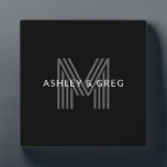 Retro Modern Name/s Editable Monogram Black & Grey Plaque<br><div class="desc">Stylish customizable retro-modern monogram,  edit as you wish!</div>