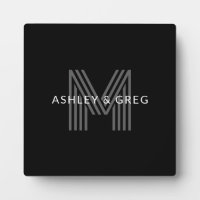 Retro Modern Name/s Editable Monogram Black & Grey