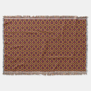 Retro Modern Orange Red Brown Hexagon Pattern Throw Blanket