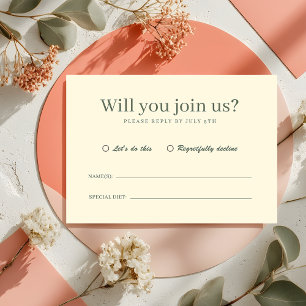 Retro Modern Pastel Ivory Funky Wedding RSVP Card