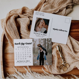 Retro Modern Photo Save The Date  Postcard