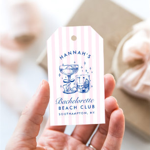 Retro Modern Pink & Blue Bachelorette Weekend Gift Tags