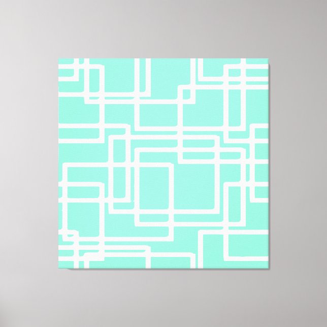 Retro Modern Rectangles On Diluted Aqua Canvas Print (Front)