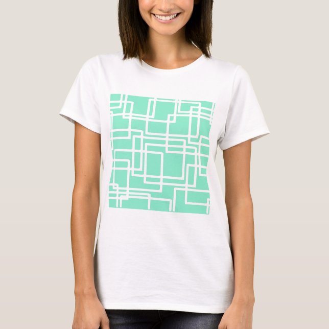 Retro Modern Rectangles On Diluted Aqua T-Shirt (Front)