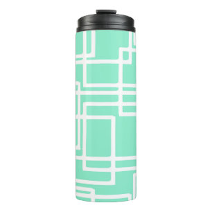 Retro Modern Rectangles On Diluted Aqua Thermal Tumbler
