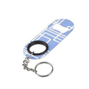 Retro Modern Rectangles On Summer Sky Blue Keychain Bottle Opener