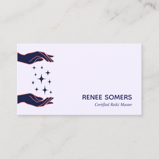 Retro Modern Reiki Practitioner Energy Healer Business Card (Front)