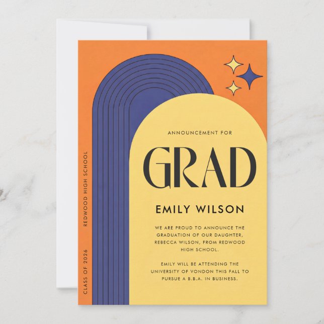 Retro Modern Script Graduate Simple Graduation Announcement (Front)