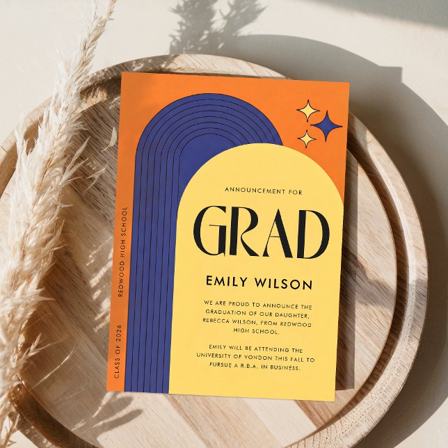 Retro Modern Script Graduate Simple Graduation Announcement (Creator Uploaded)
