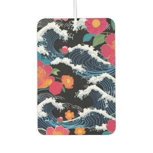 Retro Modern Seigaiha Sakura Flowers Japan party Air Freshener