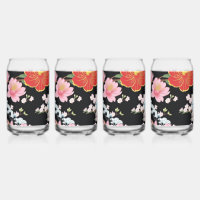 Retro Modern Seigaiha Sakura Flowers Japan party