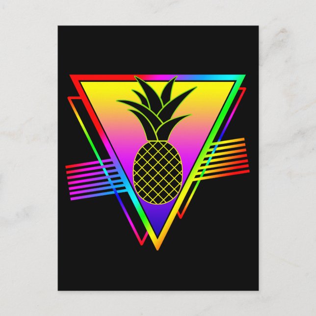 Retro Modern Silhouette Pineapple Summer Fruit Postcard (Front)