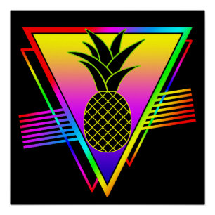 Retro Modern Silhouette Pineapple Summer Fruit Poster