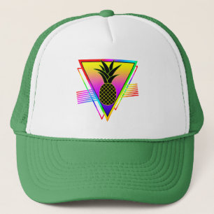Retro Modern Silhouette Pineapple Summer Fruit Trucker Hat