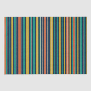 Retro Modern Stripes Blue Orange Mustard Pattern Tissue Paper
