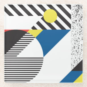 Retro Modern Style Background Design Glass Coaster