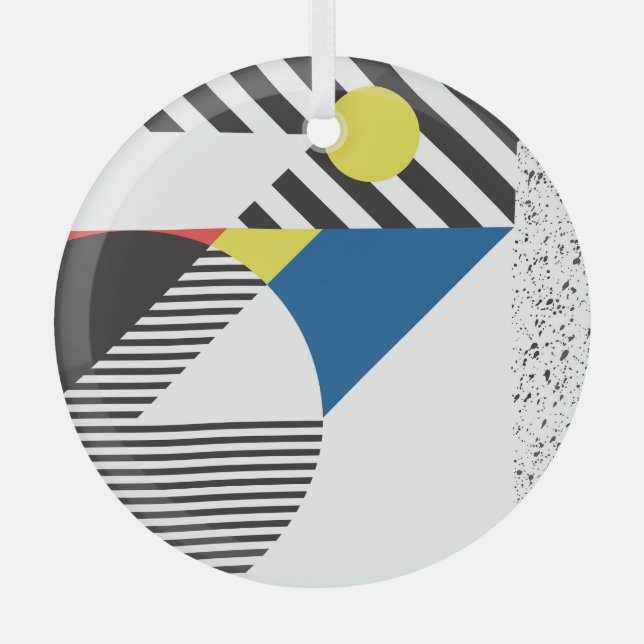 Retro Modern Style Background Design Glass Ornament (Front)