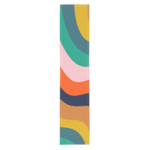 Retro modern swirl background short table runner