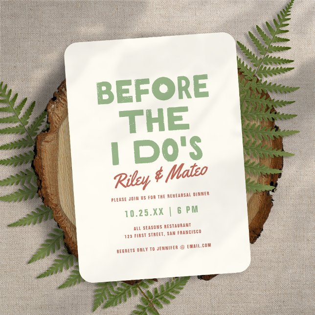 Retro Modern Type Bold Wedding Rehearsal Dinner Invitation (Creator Uploaded)
