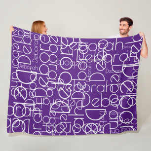 Retro Modern Typography Purple Fleece Blanket