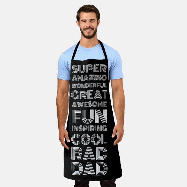 Retro modern typography rad dad funny black apron (Worn)