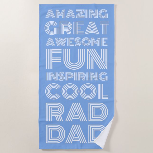 Retro modern typography rad dad funny light blue beach towel (Front)