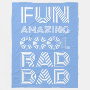 Retro modern typography rad dad funny light blue fleece blanket