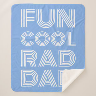 Retro modern typography rad dad funny light blue sherpa blanket
