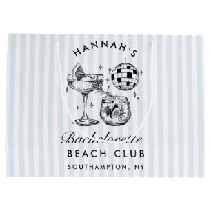 Retro Modern Vintage Blue Bachelorette Large Gift Bag