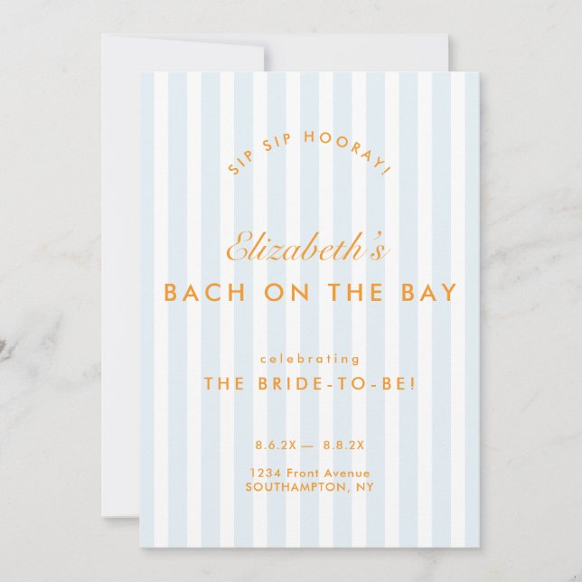 Retro Modern Vintage Blue Bachelorette Weekend  Invitation (Front)