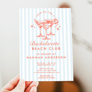 Retro Modern Vintage Blue Bachelorette Weekend Invitation