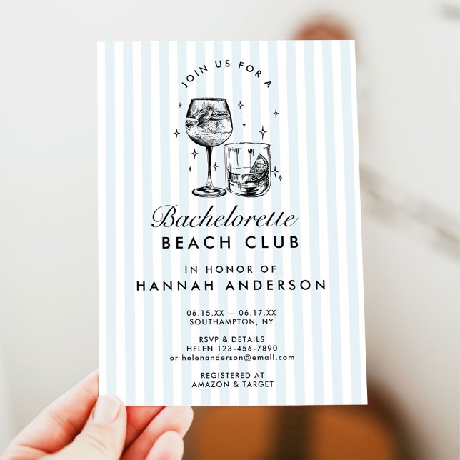 Retro Modern Vintage Blue Bachelorette Weekend Invitation (Creator Uploaded)