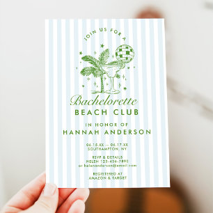 Retro Modern Vintage Blue Bachelorette Weekend Invitation