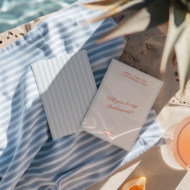 Retro Modern Vintage Blue Bridesmaid Proposal Card (Retro Modern Vintage Blue Bridesmaid Proposal Card)