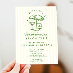 Retro Modern Vintage Green Bachelorette Weekend Invitation