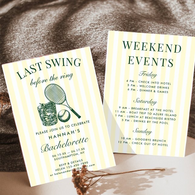 Retro Modern Vintage Green Bachelorette Weekend Invitation (Creator Uploaded)