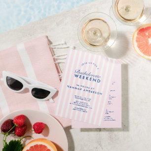 Retro Modern Vintage Pink Bachelorette Weekend Invitation