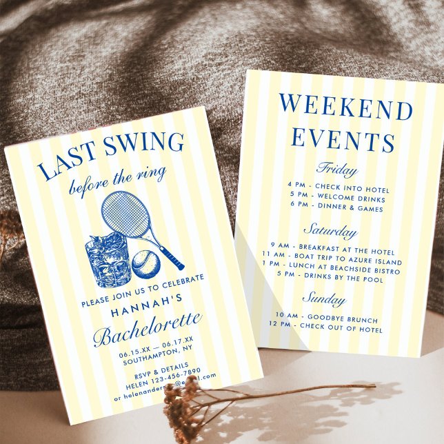 Retro Modern Vintage Yellow Bachelorette Weekend Invitation (Creator Uploaded)