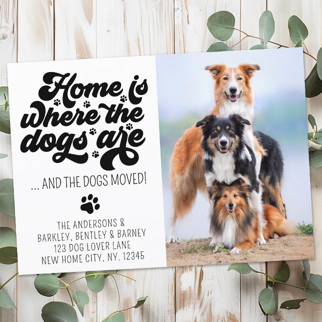 Retro Modern We Have Moved Custom Dog Photo Moving Announcement (Creator Uploaded)