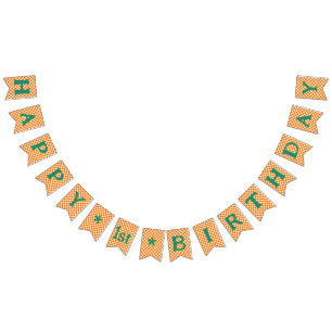 Retro Modern Wild Happy 1st Birthday bunting Flags