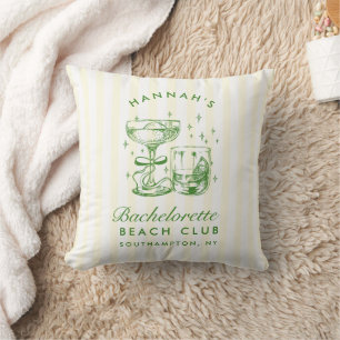 Retro Modern Yellow & Green Bachelorette Weekend Throw Pillow