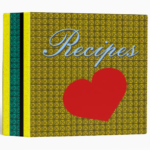 Retro Modern Yellow Pattern & Heart Recipe Binder
