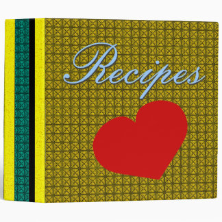 Retro Modern Yellow Pattern & Heart Recipe Binder