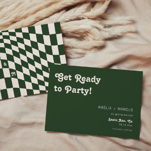 Rétro Moderne Chic Vert Foncé à Damier Faire-Part