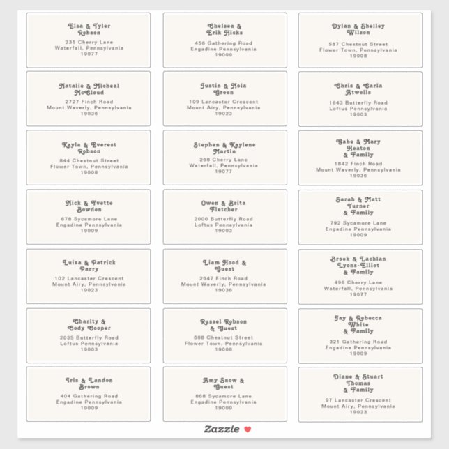 Rétro moderne | Étiquettes de adresse d'invités Ma (Feuille)