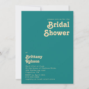 Rétro moderne Invitation Turquoise de douche nup